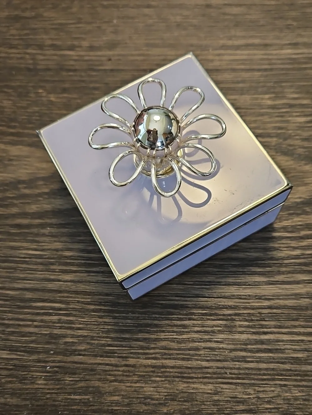 Kate Spade Lavender Jewelry Box with Silver Flower Accent